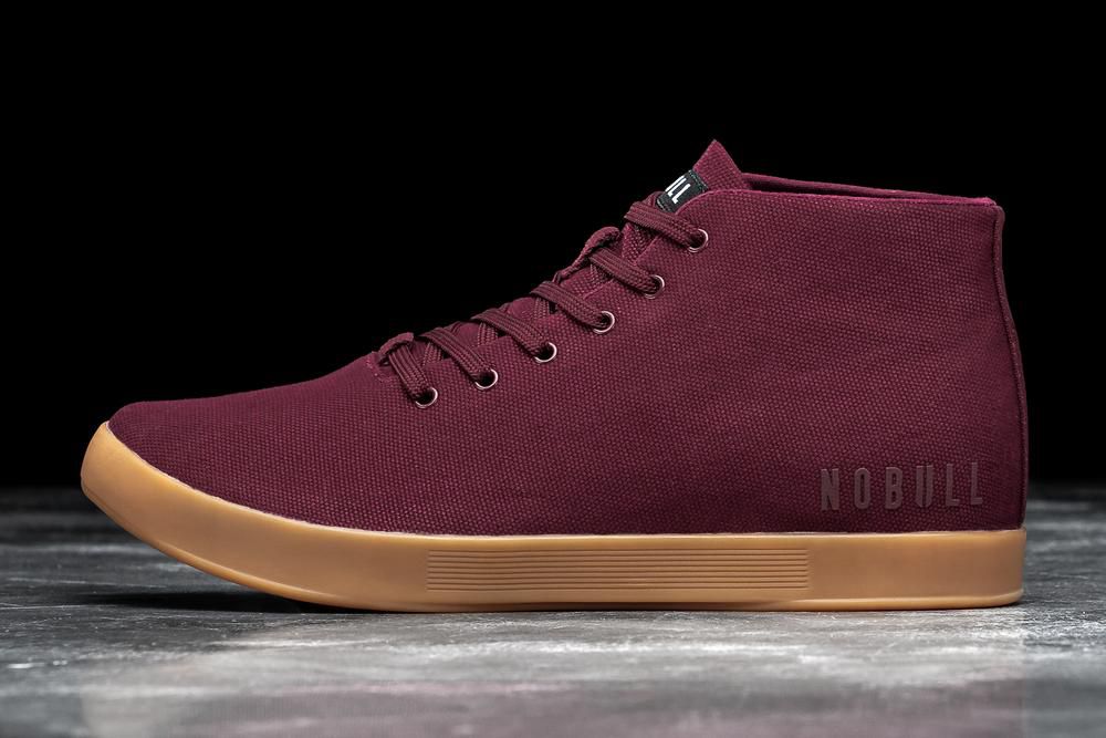 Trainers NOBULL Femme Bordeaux - Chaussures NOBULL Cabernet Gum Canvas Mid,France (9023-UHIWT)